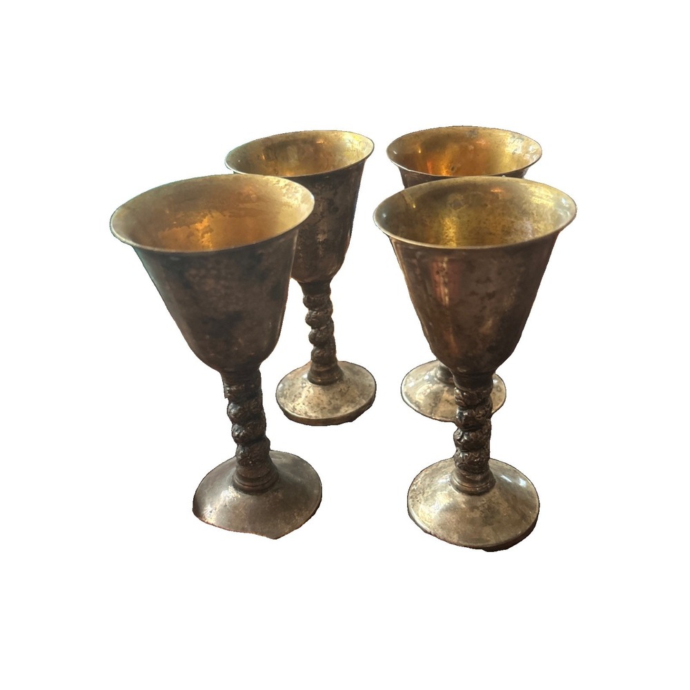 Vintage Silver Plated Goblets 5" Set Of 4 Made In Spain